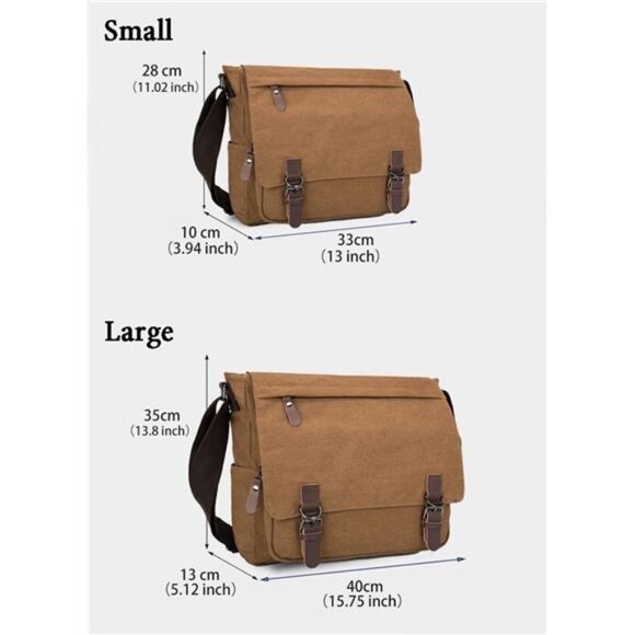 Canvas Messenger Bag Large Crossbody Bag Shoulder Bag Vintage Laptop Travel Bag - Picture 7 of 8
